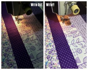 Before and after with the Ottlite in my craft room