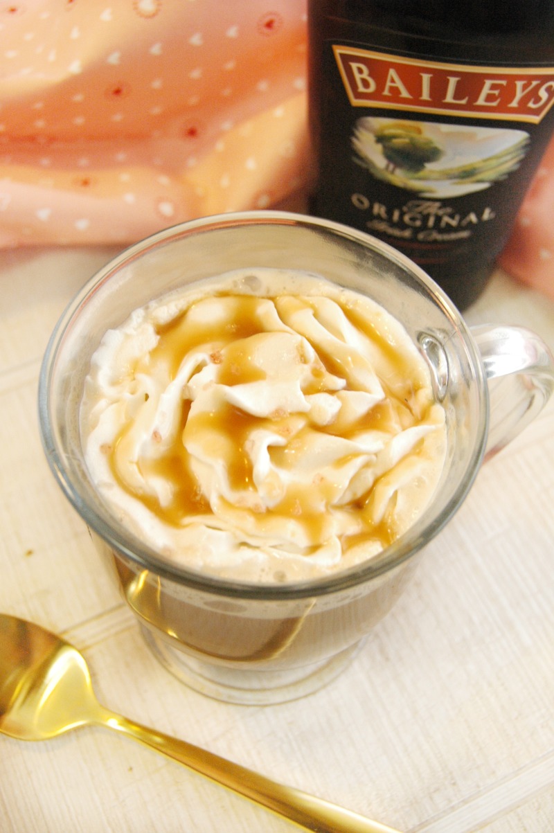 This Salted Caramel Irish Coffee is the PERFECT weekend relaxing drink! Just cozy up with a good book and you're set!