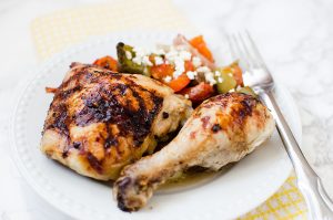 Balsamic Chicken with Roasted Vegetables and Feta