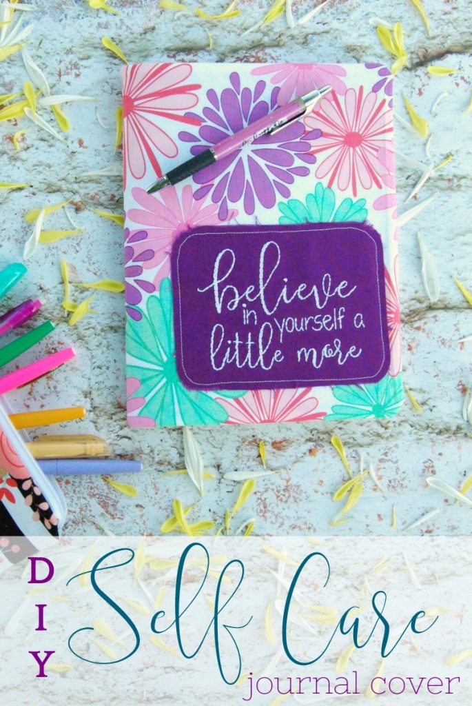 adding a pretty DIY Self Care Journal Cover to my notebook has definitely helped me keep up with my journaling commitment AND on track with daily self care! Get the DIY for this Stitched Self Care Journal Cover!