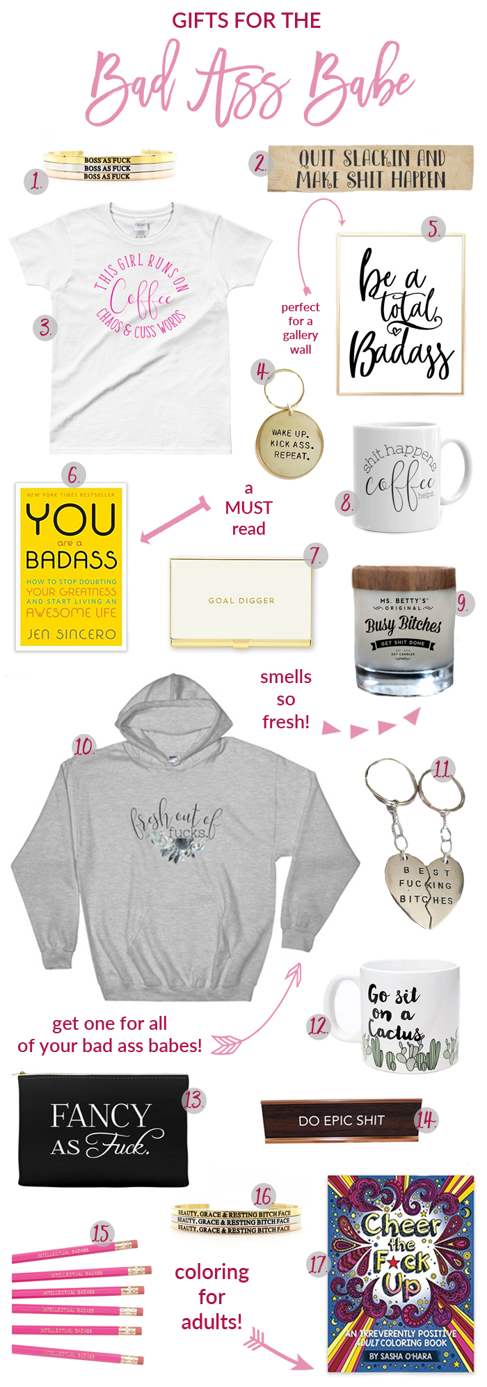 Where are all my bad ass babes at? This gift guide is for you!! I found some awesome goodies that I HAVE to have!