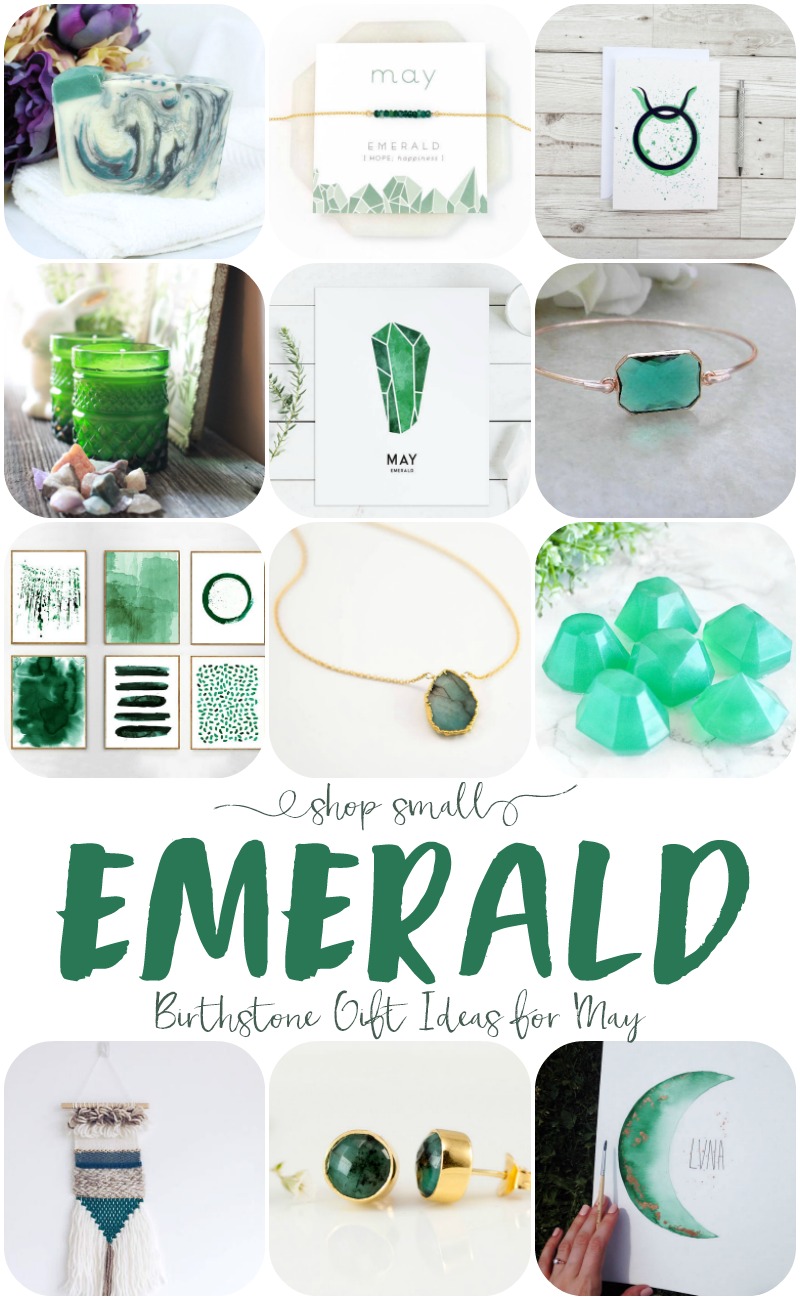 shop small with these emerald gift ideas for May!
