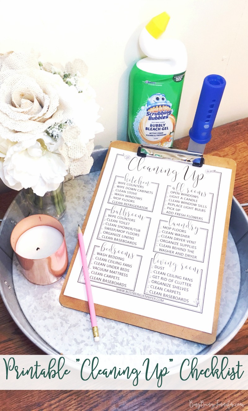 Printable Cleaning Up Checklist
