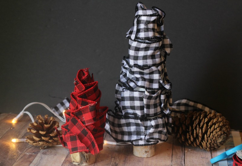These cute Ruffle Ribbon Christmas Trees look like they came from a home decor store but were really just the product of my buffalo check obsession!