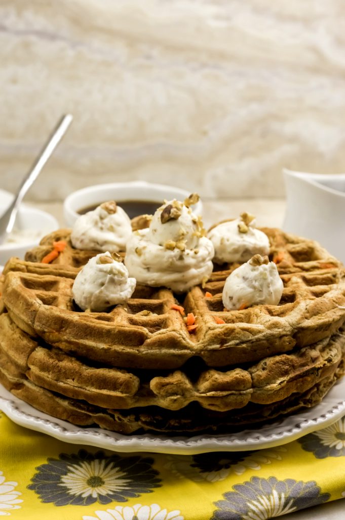 I love waffles. I love carrot cake. Put those 2 favorites together and you've got a tasty breakfast! This is the BEST carrot cake waffles recipe! 