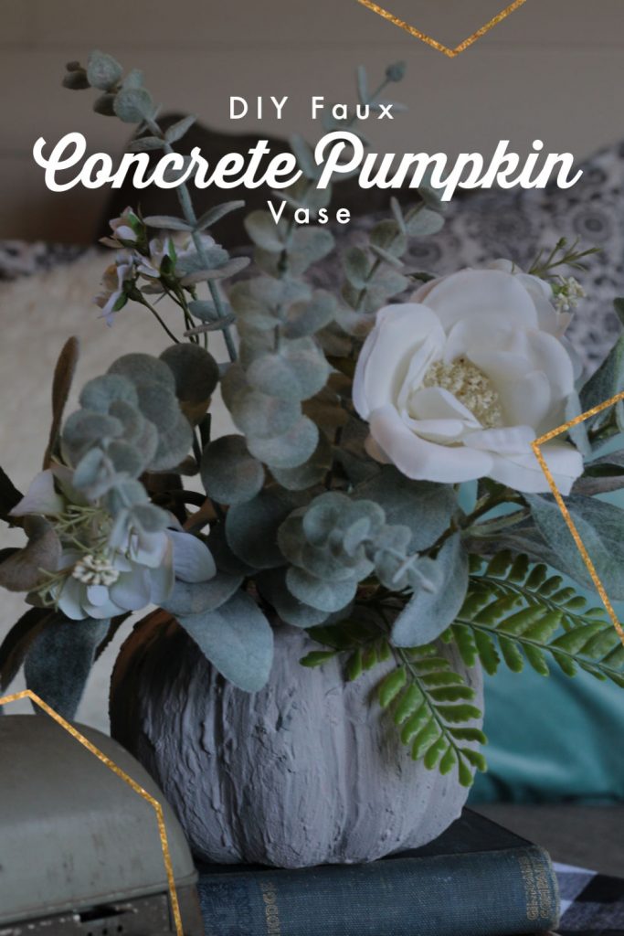 This sweet, easy, and gorgeous Faux Concrete Pumpkin Vase project is a wonderful edition to your fall home decor, and if you change out the flowers, you could easily use this DIY decor right up until Thanksgiving!