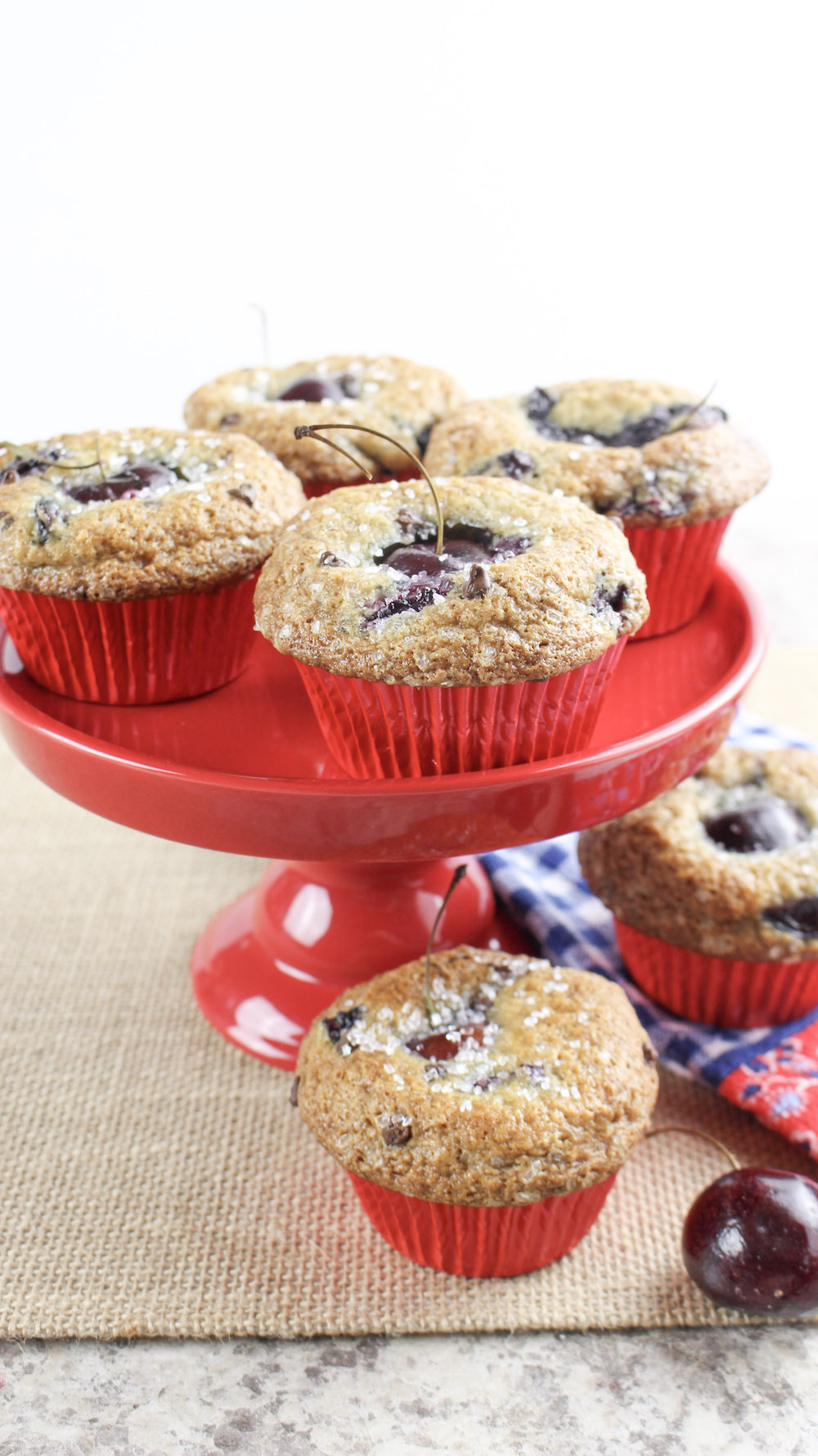 I needed a more decadent breakfast--a dessert for breakfast. And this recipe for Cherry Chocolate Muffins made all my dessert-breakfast dreams come true!