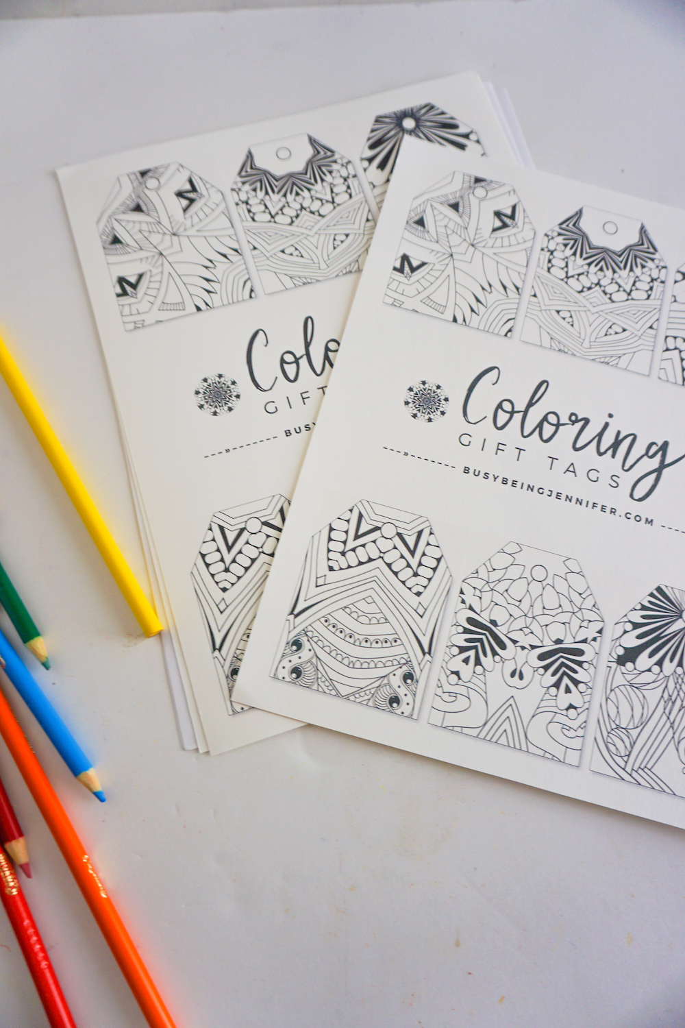 I needed a gift tag for a present for a friend. So I made this fun Adult Coloring Gift Tags Free Printable set so I could color my own!