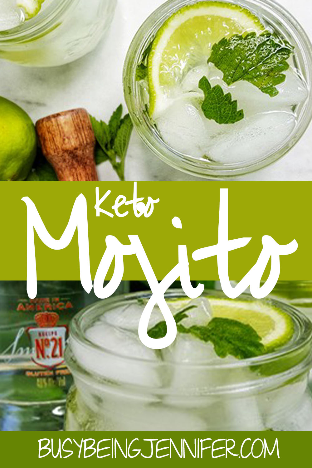 This simple, but delicious Keto Mojito Recipe is perfect for topping off my evening!