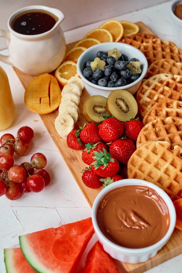 Homemade waffles with fruit and Nutella